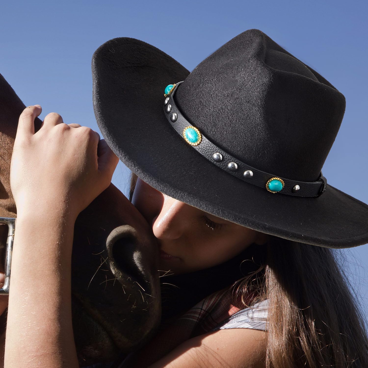 Lyrow 12Pcs Hat Bands for Cowboy Hat Leather Turquoise Beaded Bands Ethnic Western Rural Belts for Women Men Cowgirl - Image 4