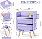 SYKIARIOL Table de Nuit pour Enfants, Table de Chevet Mignonne avec Tiroir de Rangement, Table de Nuit pour Mobilier de Chambre, Petite Table de Nuit Violette pour Salon, Résidence Étudiante, Bureau, Violet