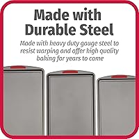 Vista 6 de GoodCook MegaGrip - Juego de 3 bandejas de acero antiadherente multiusos con asas de agarre de silicona, color gris