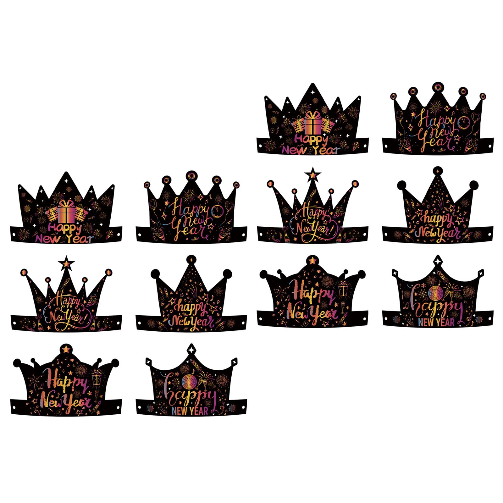 Jazuaiao 12Pieces Happy New Year Party Hat Colored Paper Hat New Year Party Supplies for Family and Friend Festival Celebration Festival Celebration