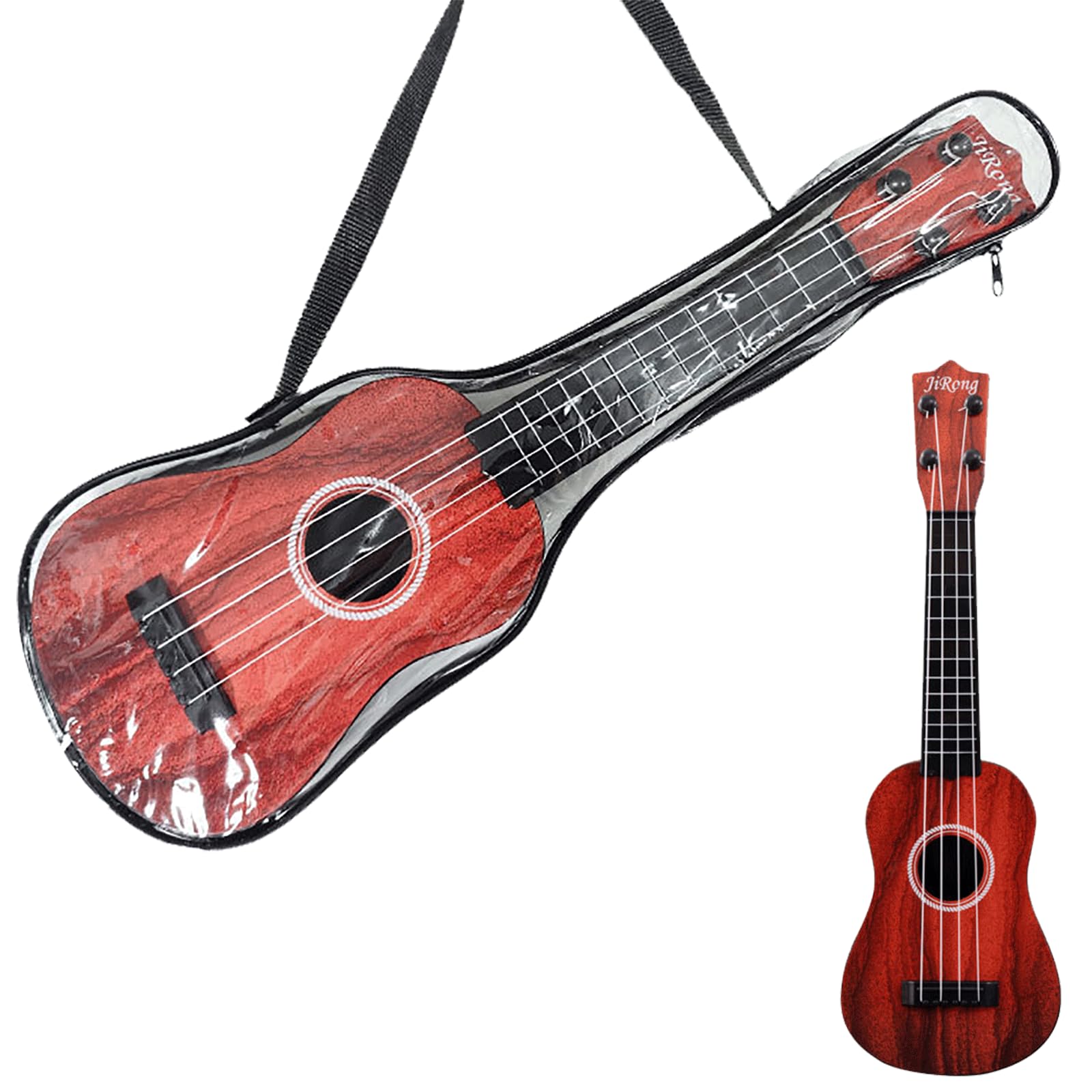 Alwodici Kids Ukulele Guitar 42cm Guitar Toy Mini Guitar With 4 Adjustable Strings Musical Instrument Toys With Guitar Bag, Pick, And Spare Strings For Children Beginners Boys Girls As Gifts