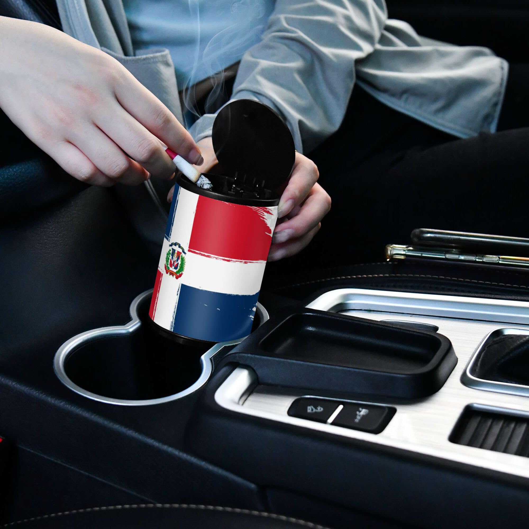 Aschenbecher mit Dominikanische Republik-Flagge, fr Zigaretten, Outdoor,  mit Deckel, Edelstahl, tragbar, berzogen, rauchfrei, Aschenbecher fr  Zuhause, LKW, Zuhause: Amazon.de: Auto & Motorrad