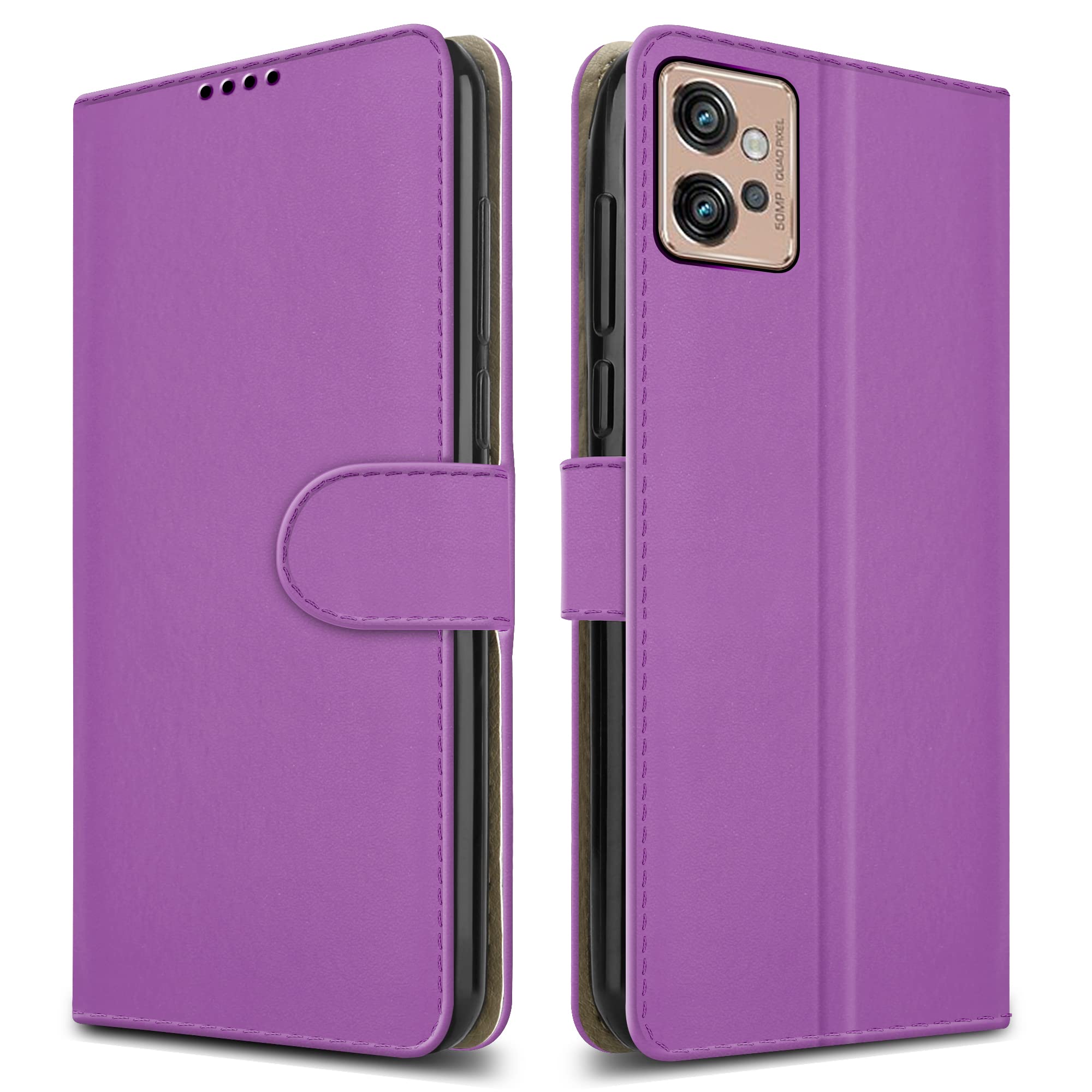 Cover Motorola Moto G32 Viola con Supporto e Slot Carte - Butterfly Design
