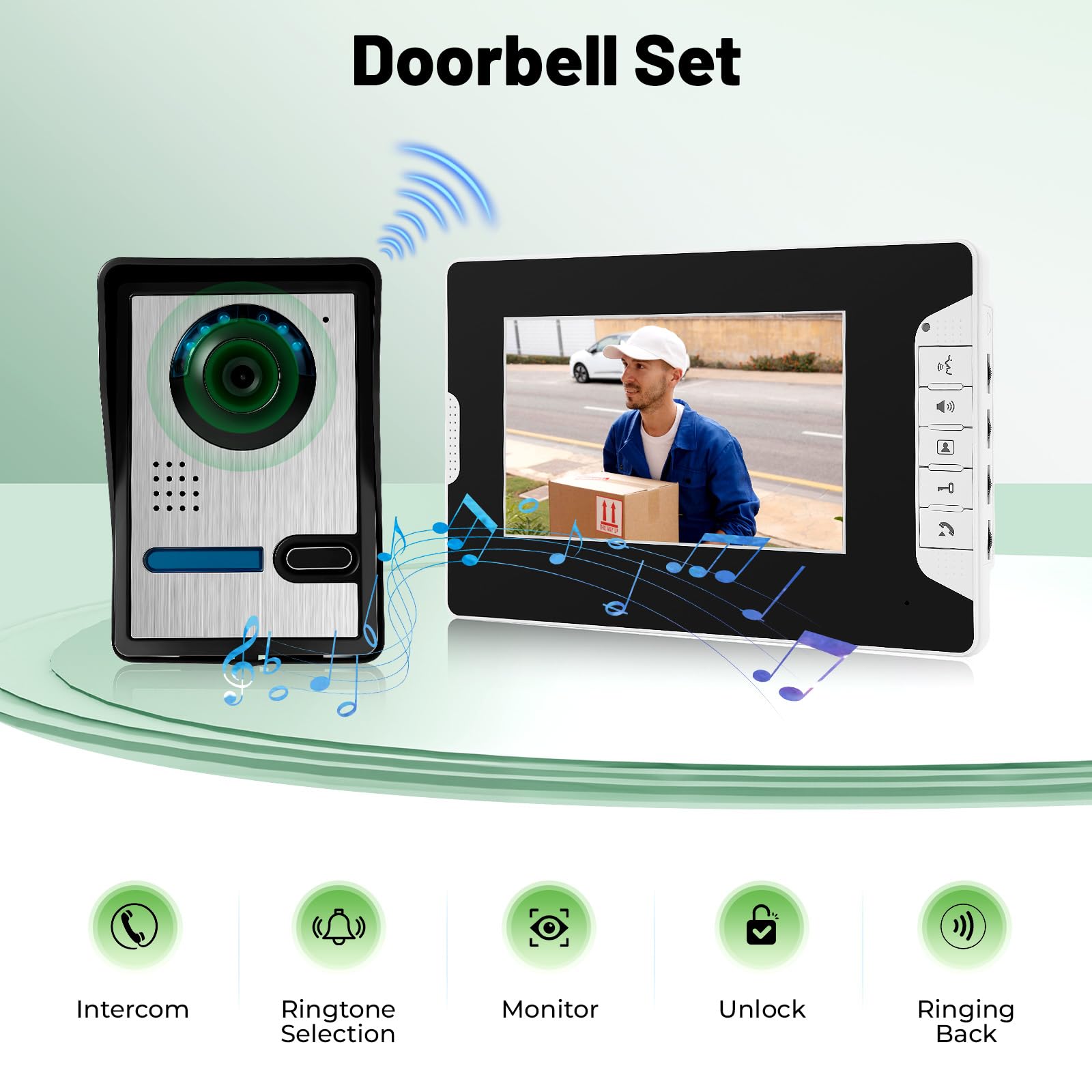 Video Türklingel Set – Türsprechanlage mit Kamera, Türklingel mit Kamera und Monitor, modernes Design, Aluminium, wetterfest, Nachtsicht – für Haus, Wohnung & Sicherheit