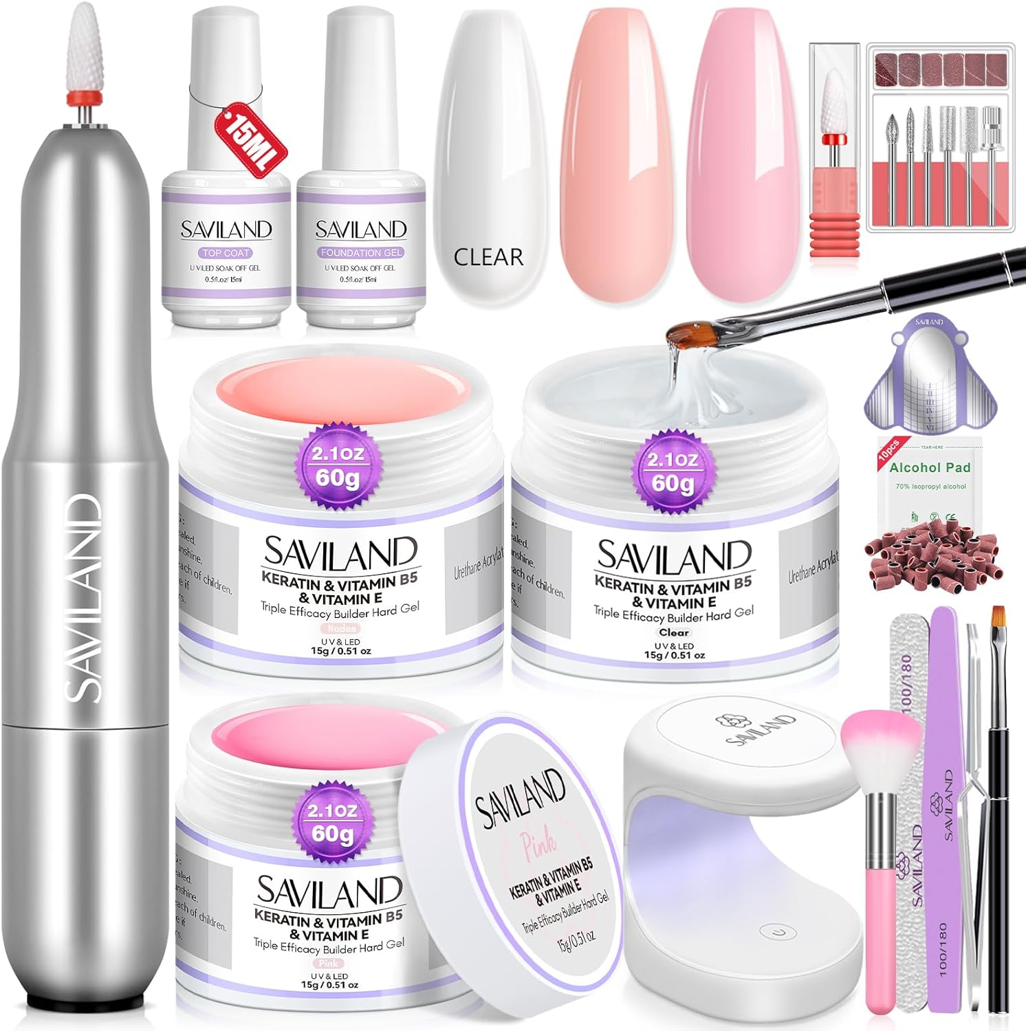 Saviland Builder Nail Gel Kit 3PCS Sculpture Builder Gels for Nails