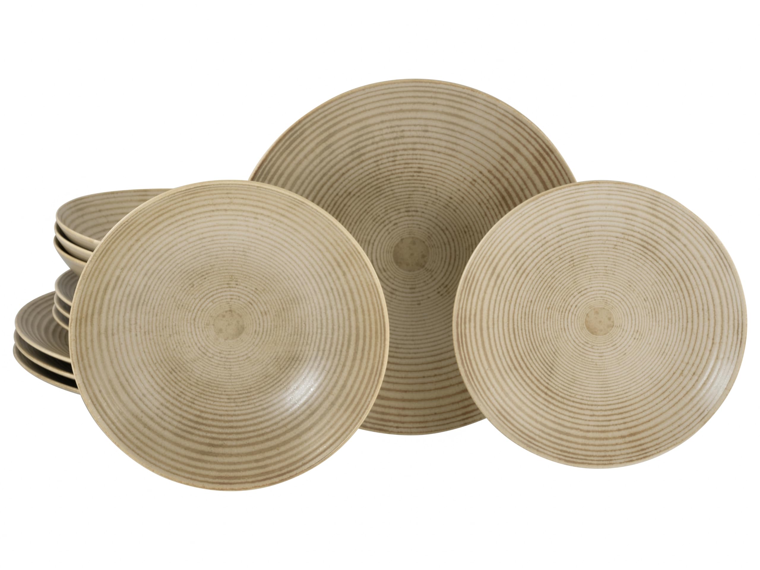 Service de vaisselle 18 pièces grès Catania Sand CreaTable 21388 set assiettes