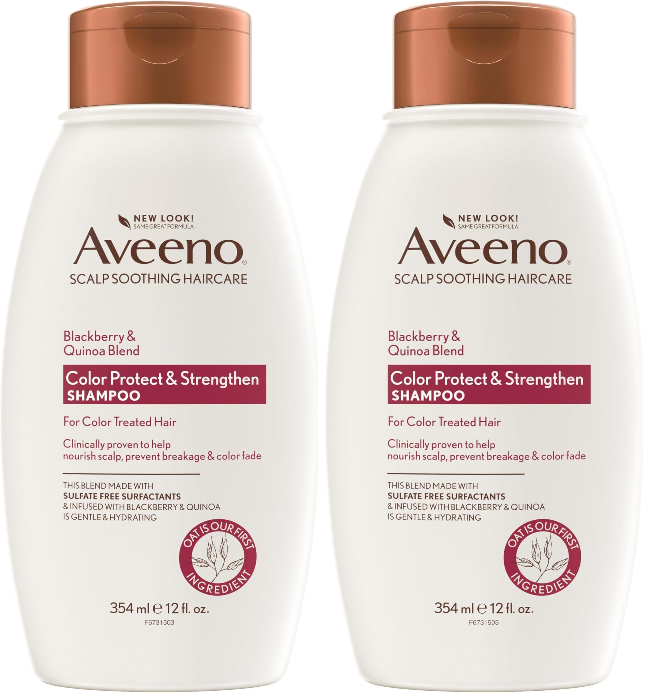 OGX Aveeno Color Protect Strengthen+ Blackberry Quinoa Shampoo, Fresh, 12 Fl Oz (Pack of 2)