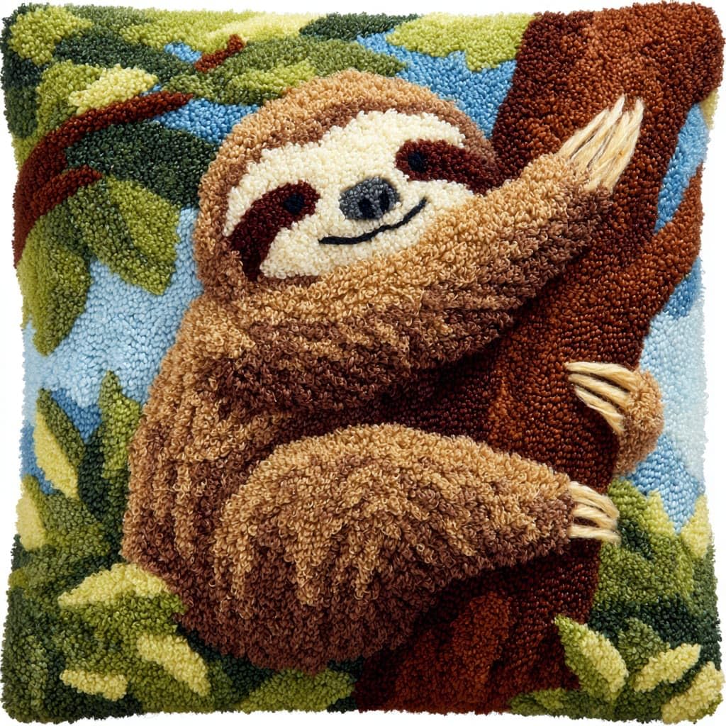 WallustrioaW Latch Hook Cushion Kits for Adults,Animal Sloth