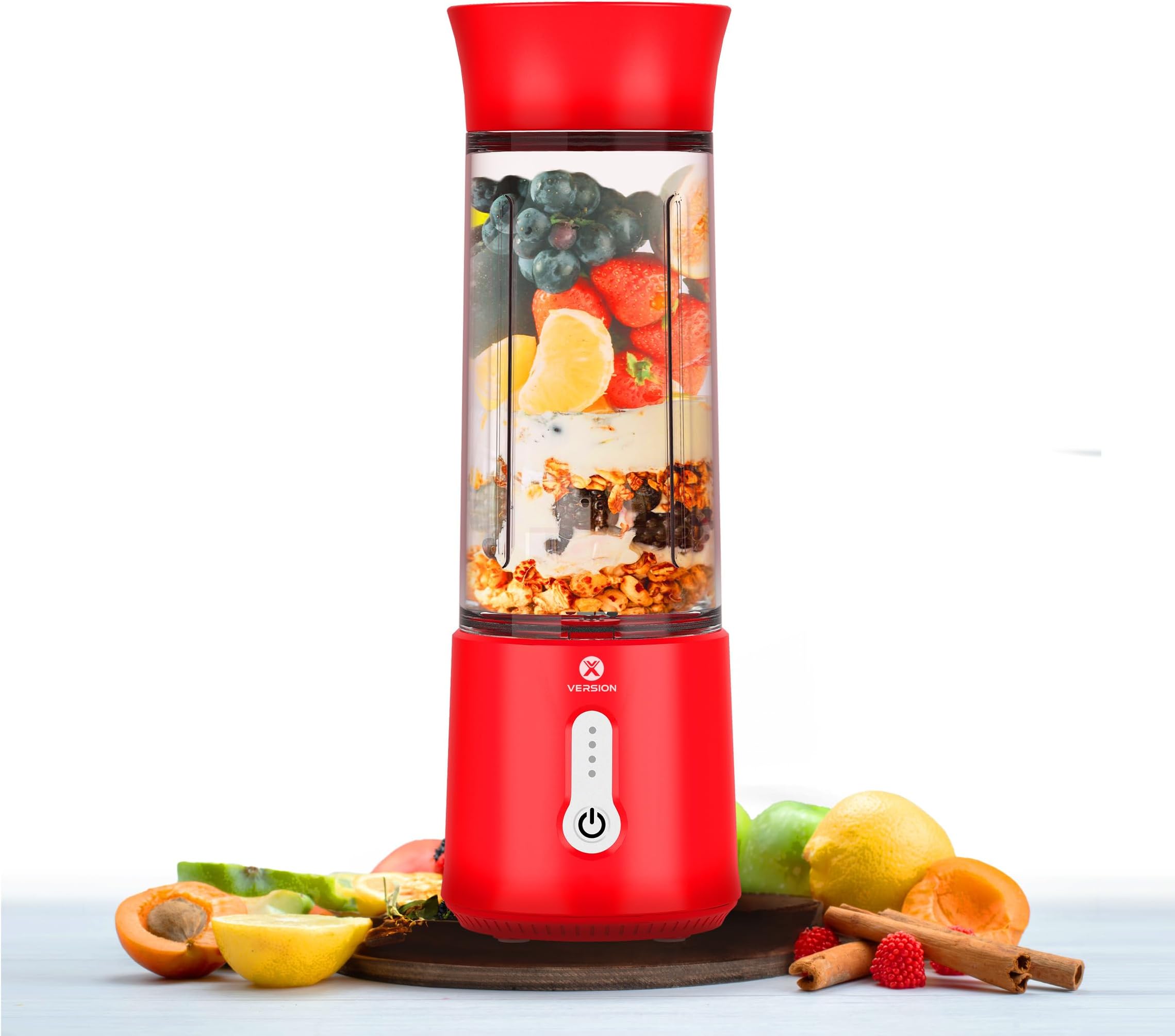 XVersion Portable Blender 500ML, Smoothie Blender, Portable Juicer Blender Smoothie Maker, Mini blender, High Speed 6-Blades for Office,Gym,Outdoor,Home,Travel,Baby Food Blender (Red)