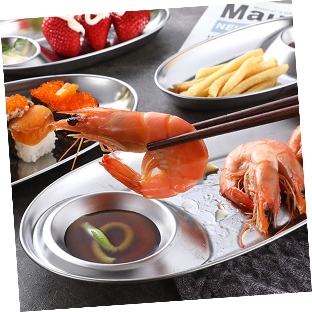 FUNOMOCYA 1pc 304 Sauce Dish Appetizer Picks Sauce Server Dish Snack Plates Appetizer Serving Trays Appetizers Blove Sauce Pinch Prep Bowls Sauce Serving Plate Vinegar Dish Silver re-usable