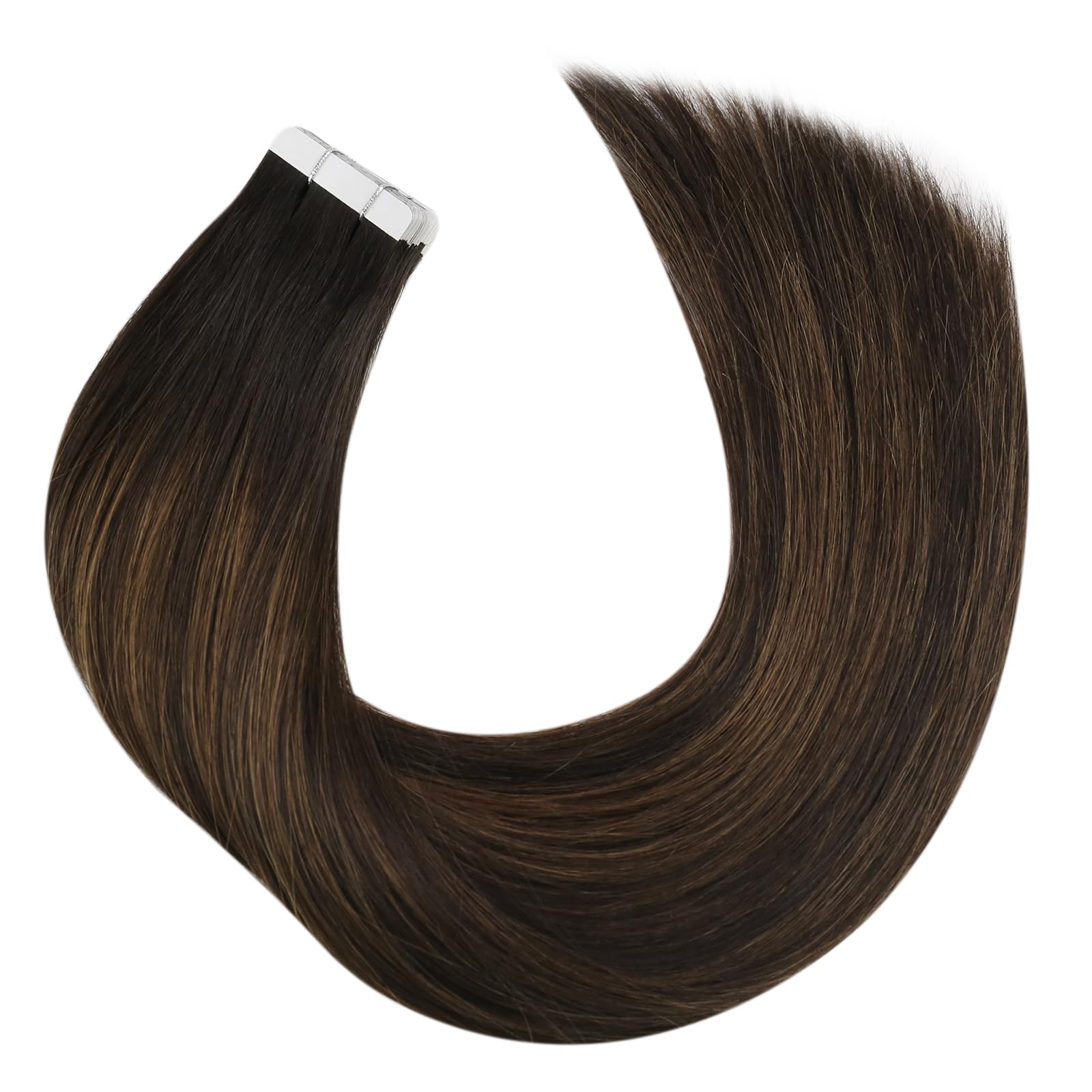 Moresoo Extensiones de Cabello Adhesivas Natural Balayage #2/6/2 Mezcla de Marrón Más Oscuro con Marrón Medio Cabello Humano Extension Adhesivas De Pelo 12 Pulgadas 30Gramo/20Piezas