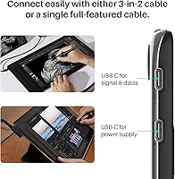 Vista 5 de HUION KAMVAS Pro 16 2.5K QHD Tableta de dibujo con pantalla QLED Full Laminated Graphics Tablet con HUION Slim Pen PW550S