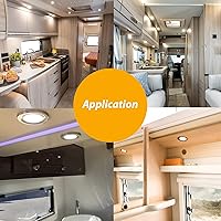 Vista 6 de Dream Lighting - Lámparas LED empotradas para techo de RV 12V - Iluminación interior para remolque, bote, luz cenital de color blanco cálido, 3W