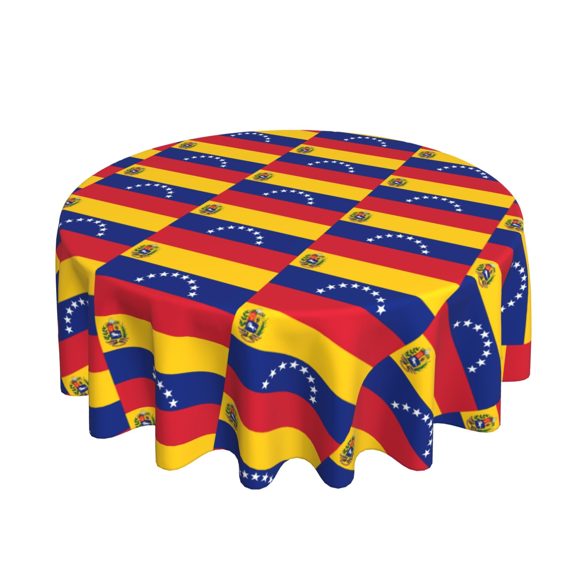 HLBSDM Venezuela Flag 60" Restaurant Circle Decor Tablecloth Festive Table Cover Round Art Desk Cloth