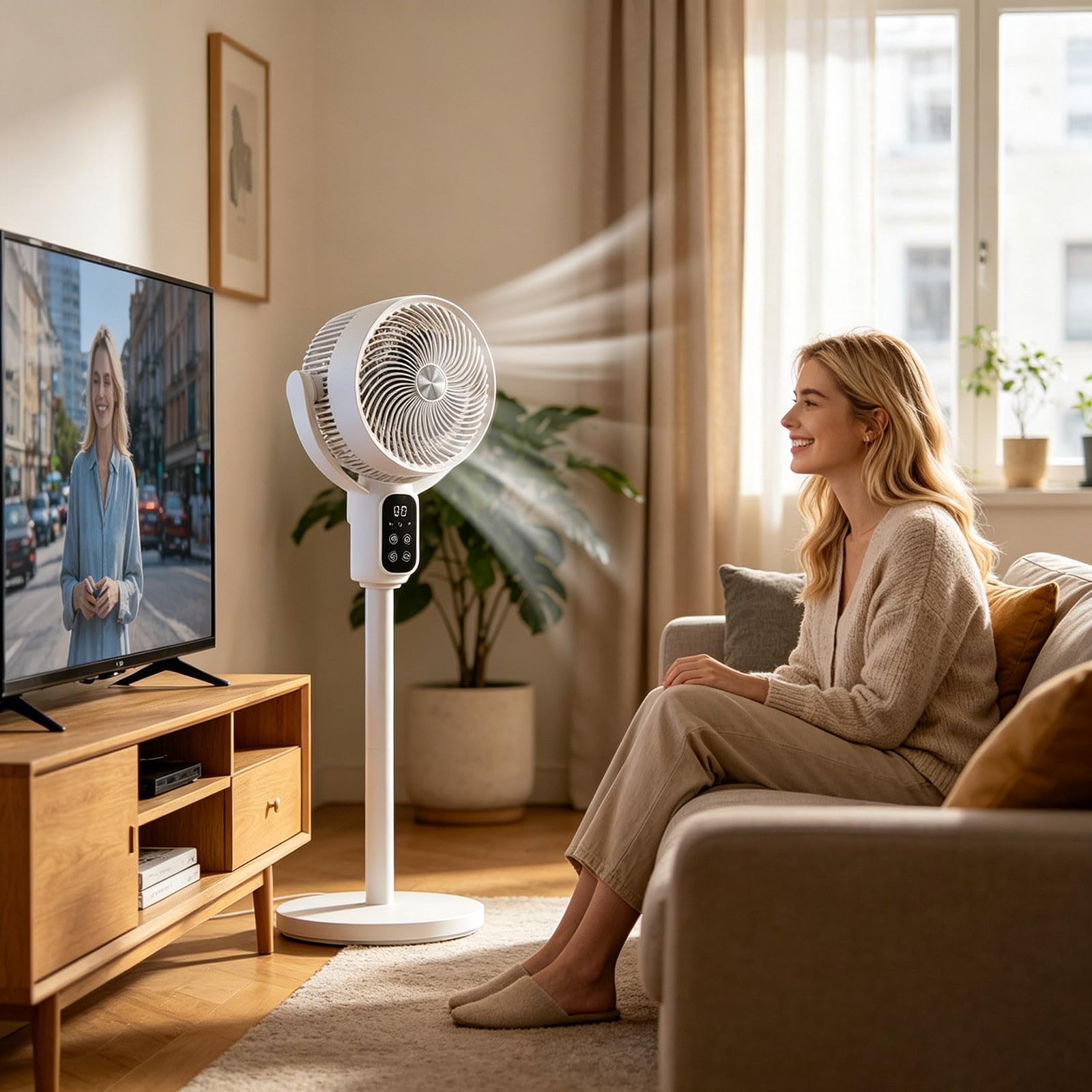 Ventilatore USB portatile in piedi regolabile in altezza circolazione dell'aria silenziosa per casa, camera da letto, scrivania, spazio di lavoro con testa oscillante, impostazioni di velocità