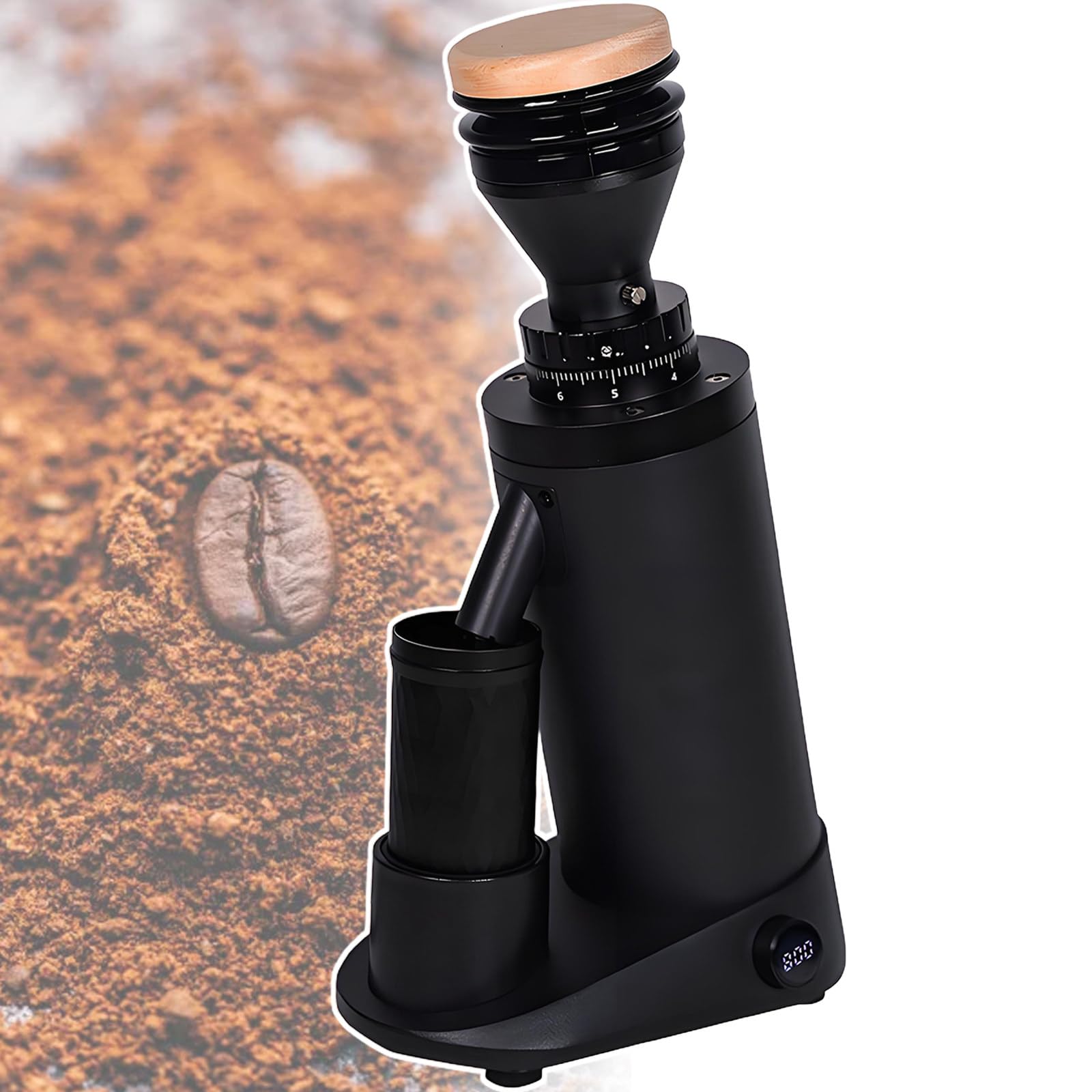 Molinillo De Café Expreso De Muelas Planas/CóNicas, Ajustable De 300 A 1500 RPM, Equipo para Moler Café FríO, Temporizador De 0,1 S-19,9 S 64mm-Black