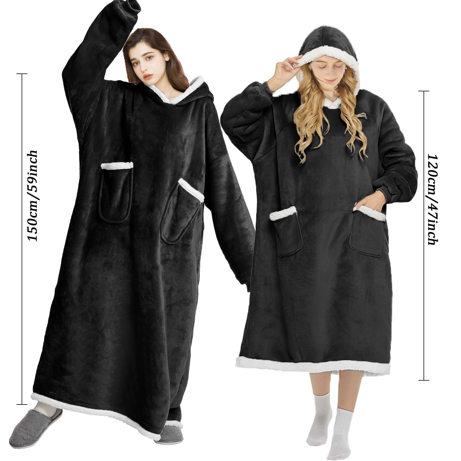 FEELJAM Coperta con maniche donna Coperta con cappuccio da uomo Coperta accogliente con maniche Per coperta TV per adulti