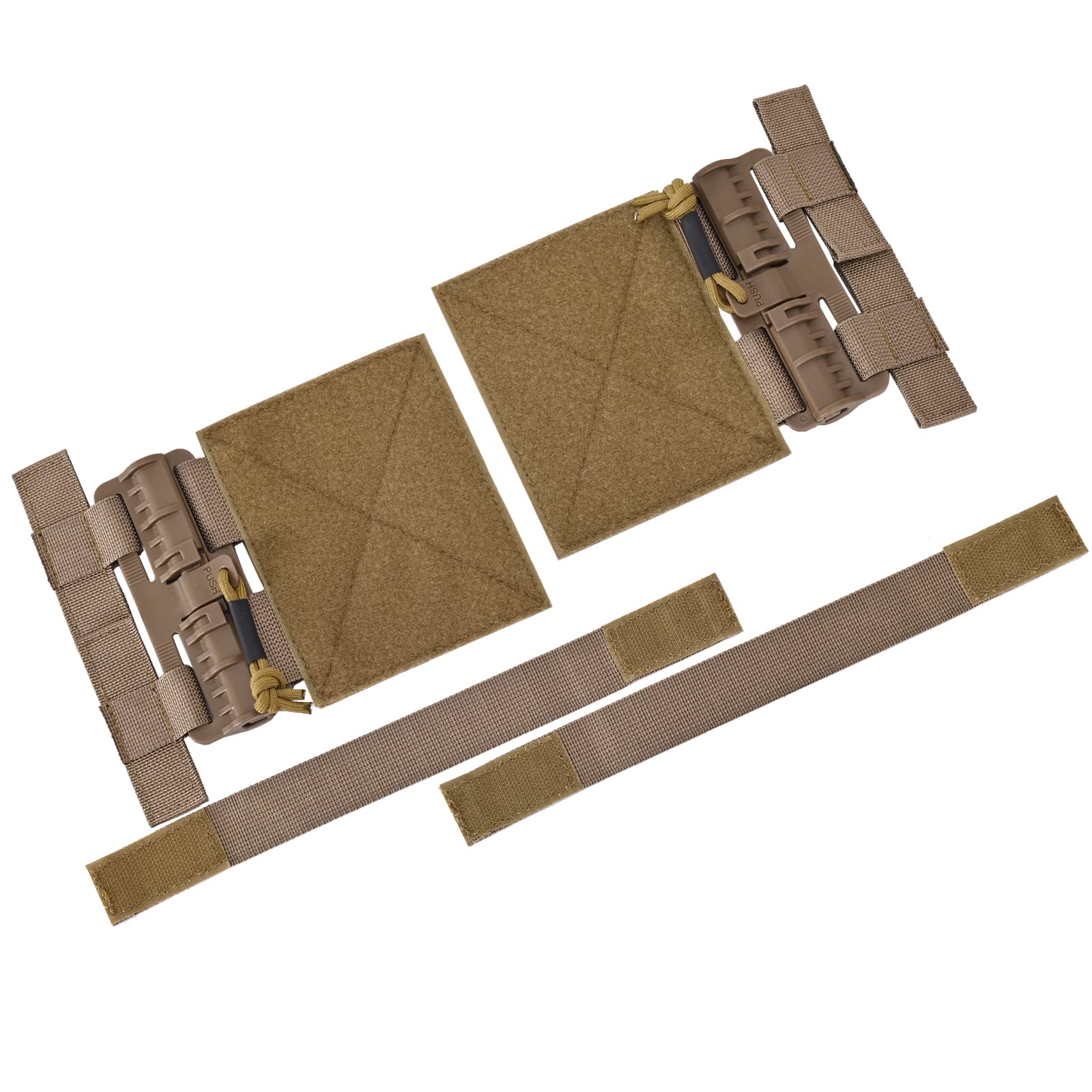 tactifans2 Pack MOLLE Vest Quick Release Buckle Set Quick Disconnect Cummerbund Adapters Single Point MOLLE Removal Buckle Nylon with Hook and Loop for JPC CPC NCP XPC 420 Vest (TAN), Tan, M