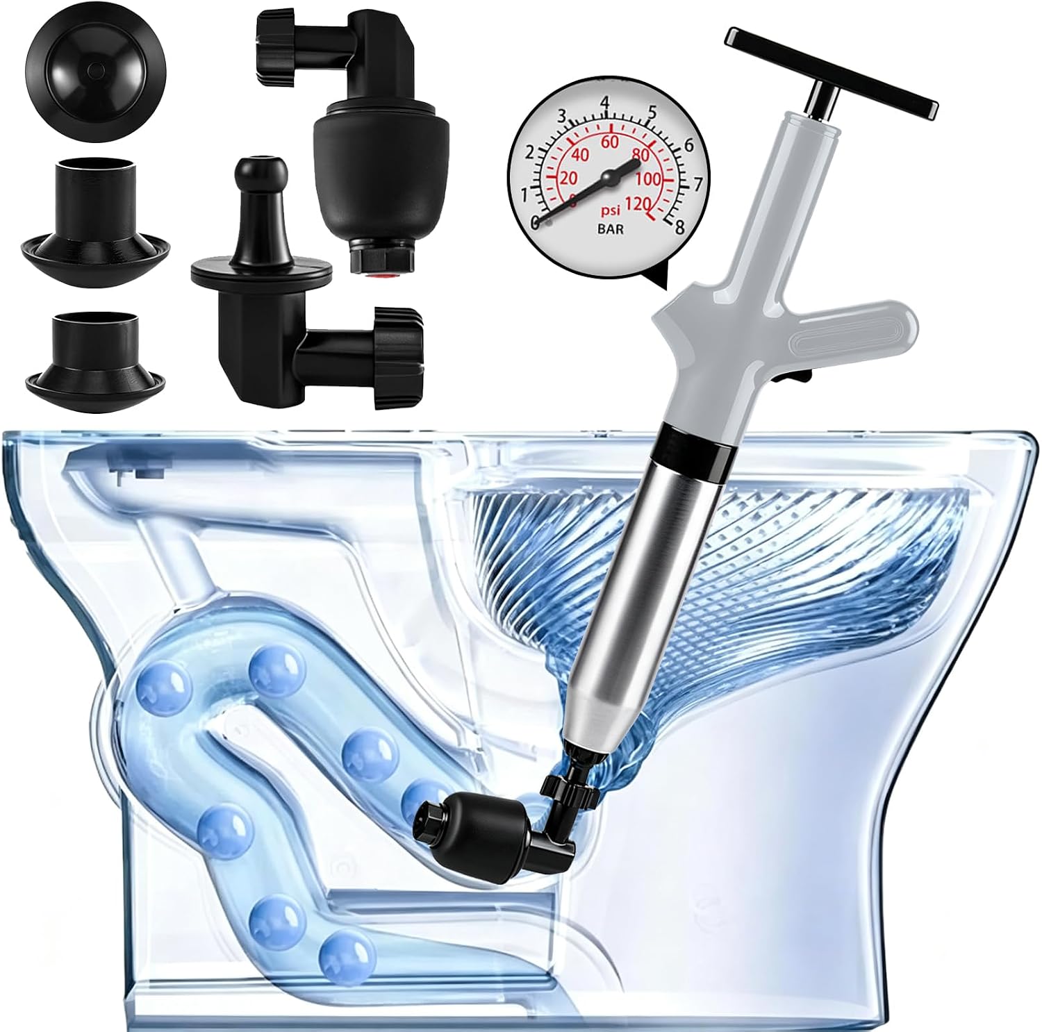 High Pressure Toilet Plunger, Plungers for Bathroom Heavy Duty