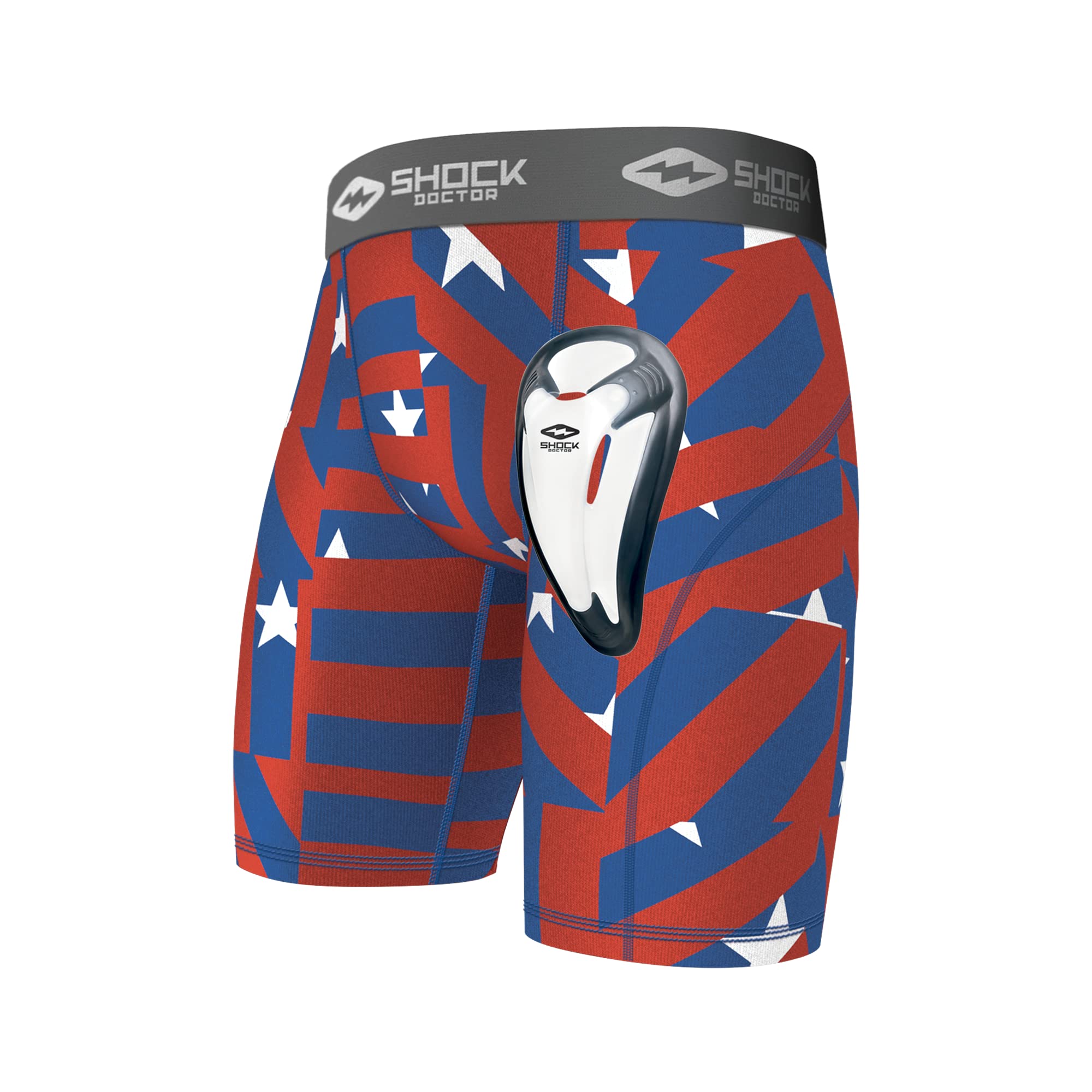 Shock Doctor Compression Shorts with Protective Bio-Flex Cup, Moisture Wicking Vented Protection - Youth