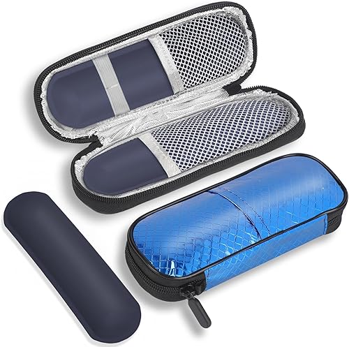 Miniatura 7 de MOSLA Maletín de viaje con 2 bolsas de hielo reutilizables para bolígrafo de insulina, bolsa térmica médica portátil para diabetes y otros