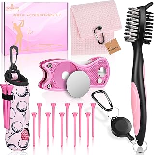 15PCS Golf Accessories Kit - Include Golf Club Cleaner Brush with Groove Cleaner Tool, Golf Ball Bag, Divot Tool with Magnetic Ball Marker, Towel, Golf Tees, Golf Gift for Men/Women