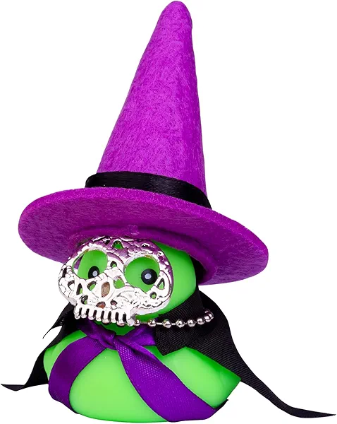 MuMyer Rubber Duck Car Ornaments Witch Hat Duck Car Dashboard Decorations with Witch Hat Sunglasses Necklace and Unique Accessories(Black Ribbon)
