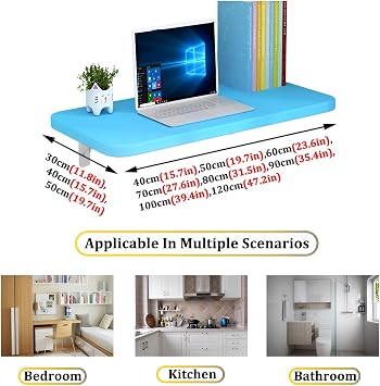 Wall Desk Fold Down, Wall Mounted Folding Table Office Desk, Wooden Wood Wall Mounted Table Kitchen Table, Floating Desk, Wall Mounted Desk, Foldable with 1 Click(40 * 30cm)