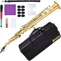 VEDO Saxofone Soprano Em Bb, Instrumento De Tubo Reto, Campana Integrado, Adequado Para Iniciantes E MúSicos NíVel IntermediáRio, Estojo, Boquilha, Sapatilhas, Palhetas, Kit Limpeza, Correia, Ouro