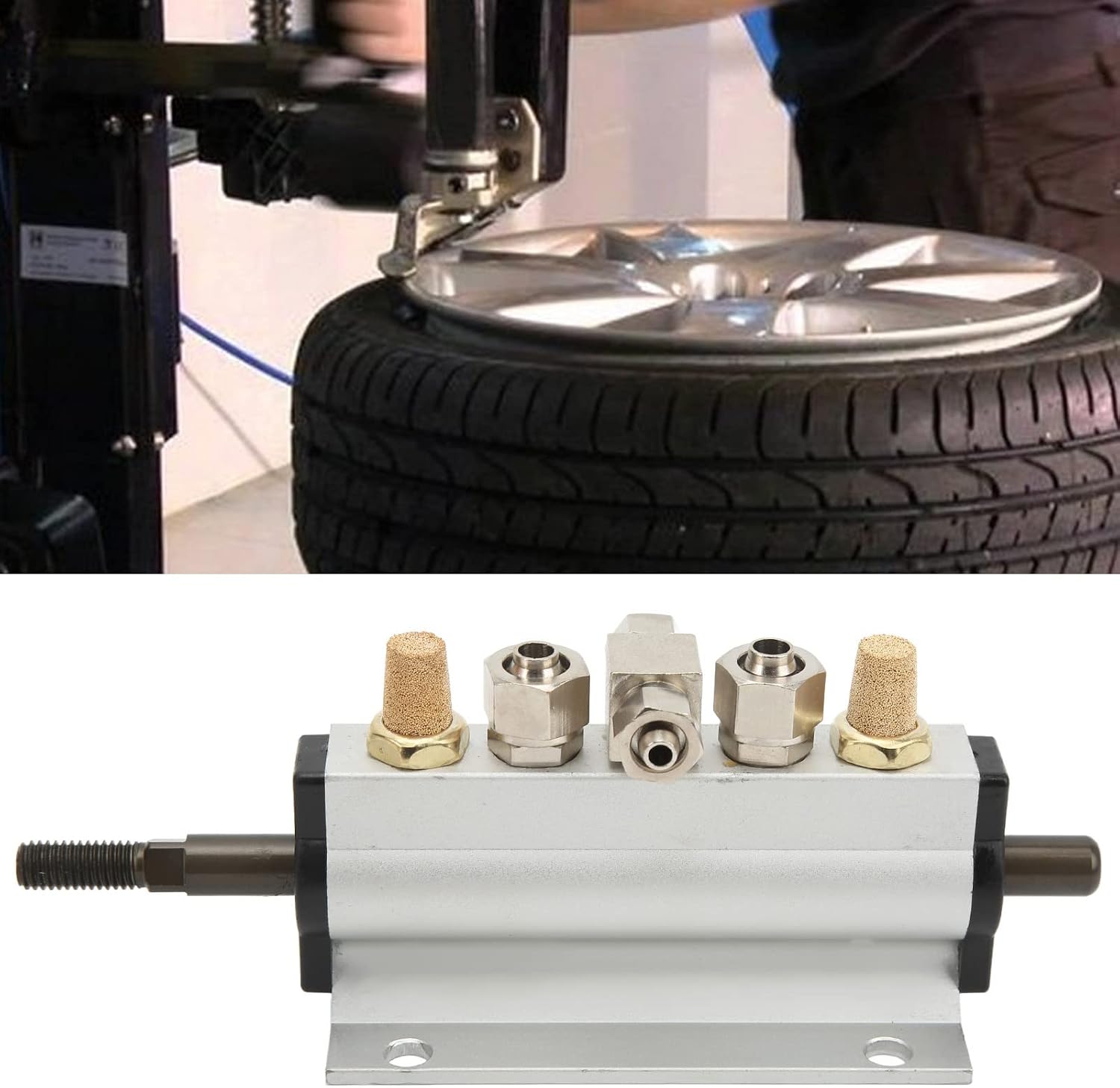 KIMISS Foot Control Air Valve, 5 Way Aluminum Alloy Foot Pedal Valve Tire Changer Machine Supplies
