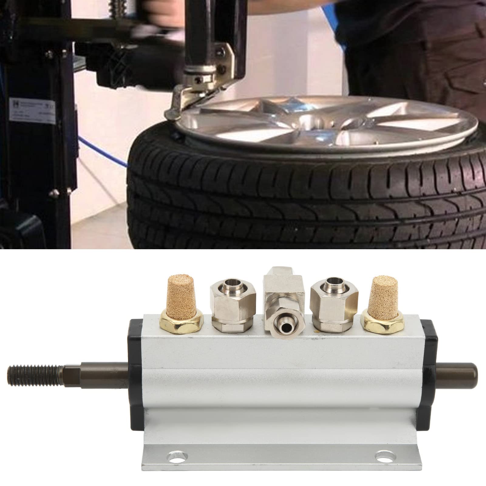 Luqeeg Válvula de Control de Aire del Coche Válvula de Pedal, 5 Vías Válvula de Control de Aire de Pedal para Reemplazar para 10mm 0.39in Máquina Cambiadora de Neumáticos de Diámetro Exterior