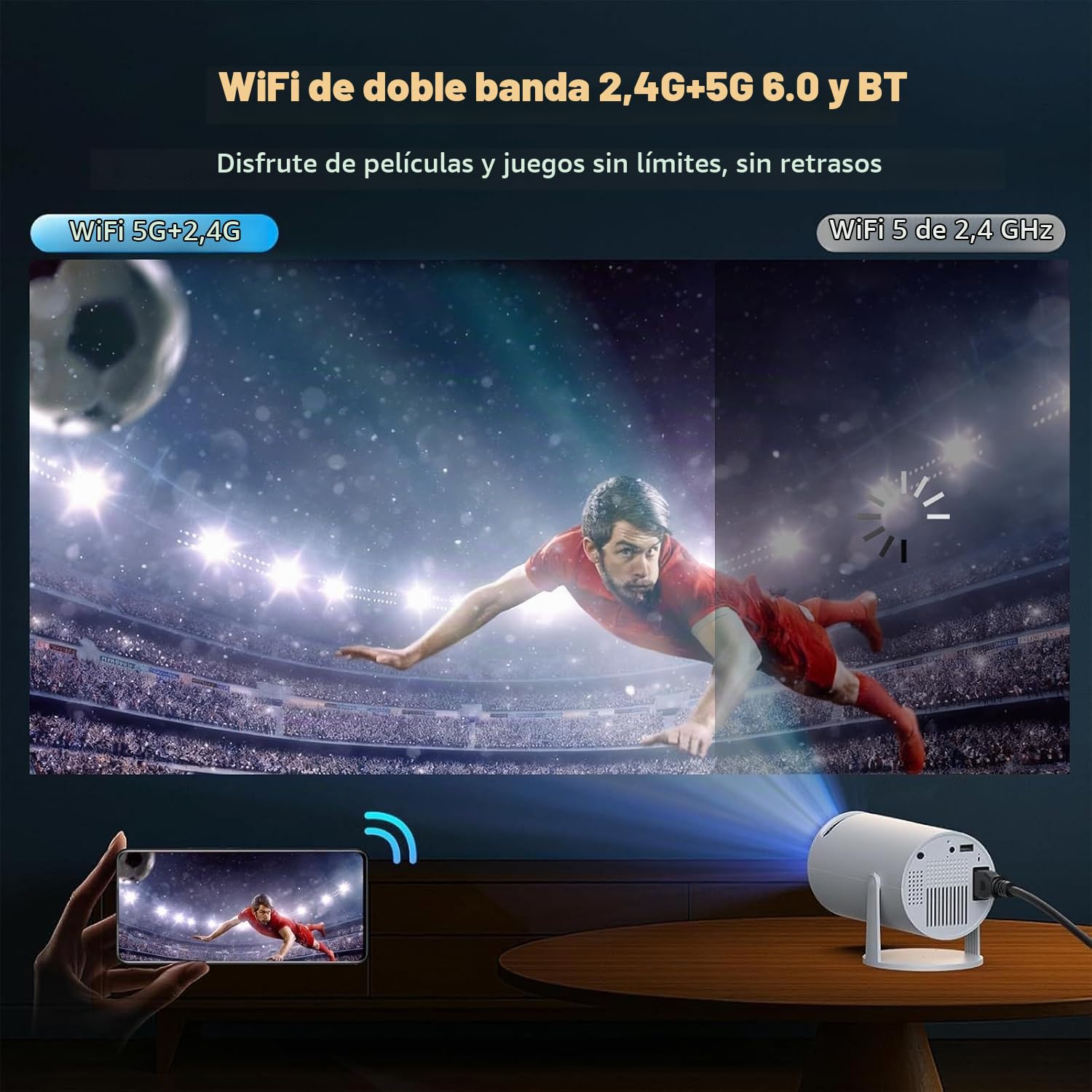 Proyector Native 720P Full HD 1080P compatible con WiFi Wireless Screen Mirroring Home Theater