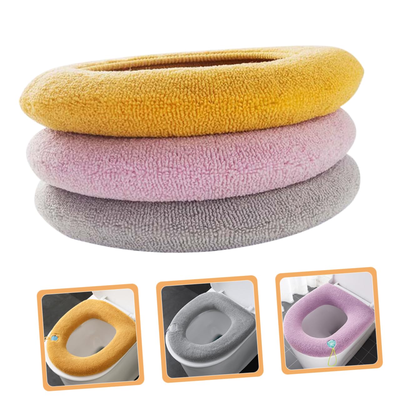 SOLUSTRE Polyester Toilet Seat Cushion Washable Reusable Seat Pad 3pcs Soft Round for Bathroom