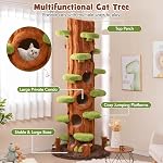 PETSITE 90.5 inch Tall Cat Tree, Tree-Like Modern Cat Tower with Sisal Scratching Pad, Five Cat Condos, Multiple Jumping Platforms, Cute Hanging and Spring Toys, Large Cat Tree Tower for Indoor Cats