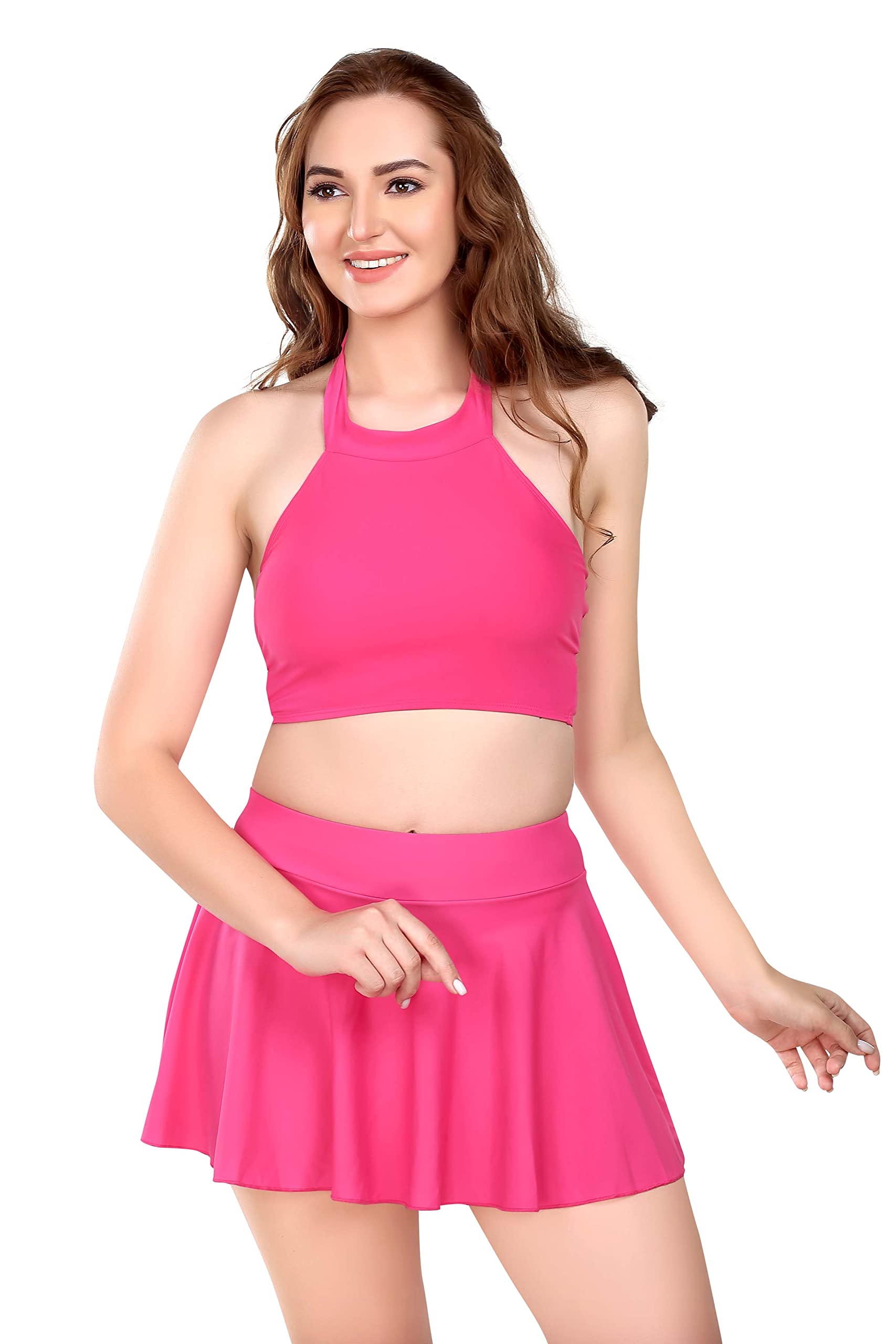 AdderyHalter Neck Swimwear for Women | Premium Swimwear | Stylish Swimming Costume for Women | Swimwear for Women | Two-Piece Swimsuit | Hot Pink Swimsuit | Durable Fabric