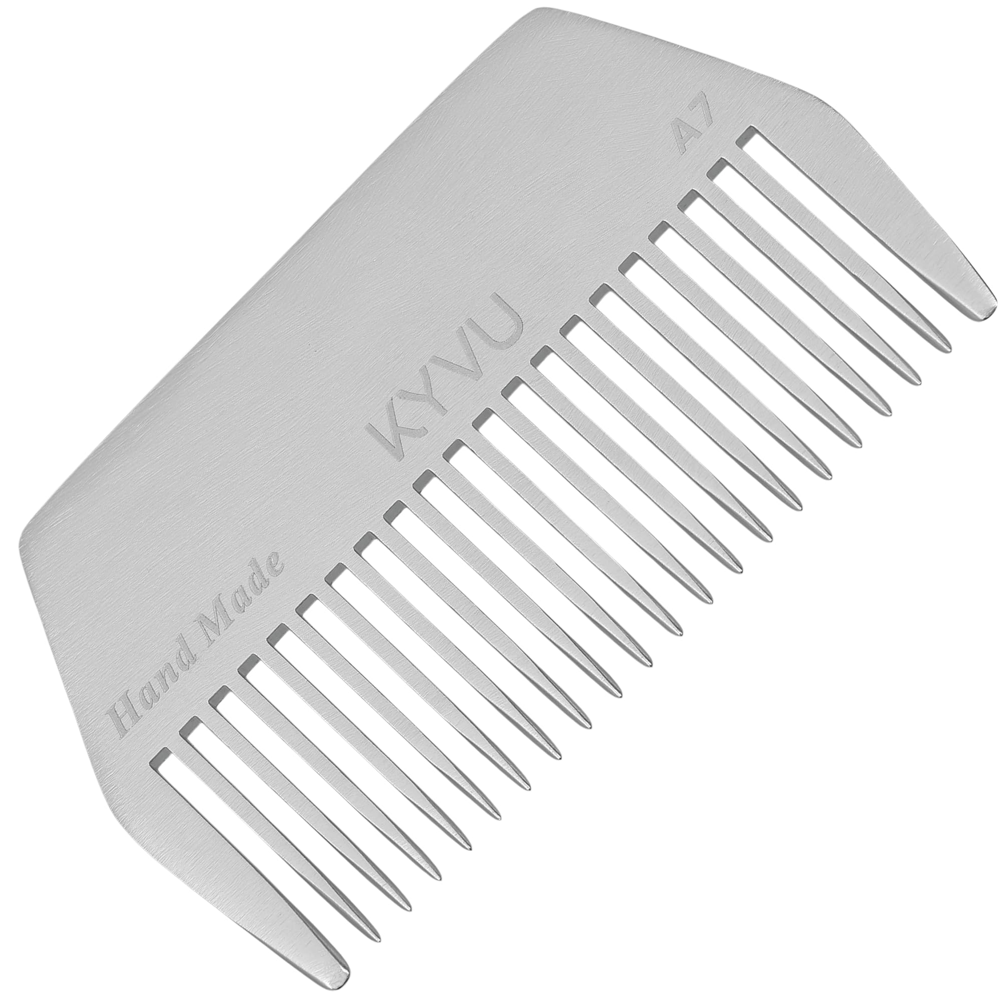 KYVU A7 Handmade 9.3 cm Wide-Tooth Aluminium Comb, 9.3 Centimeters