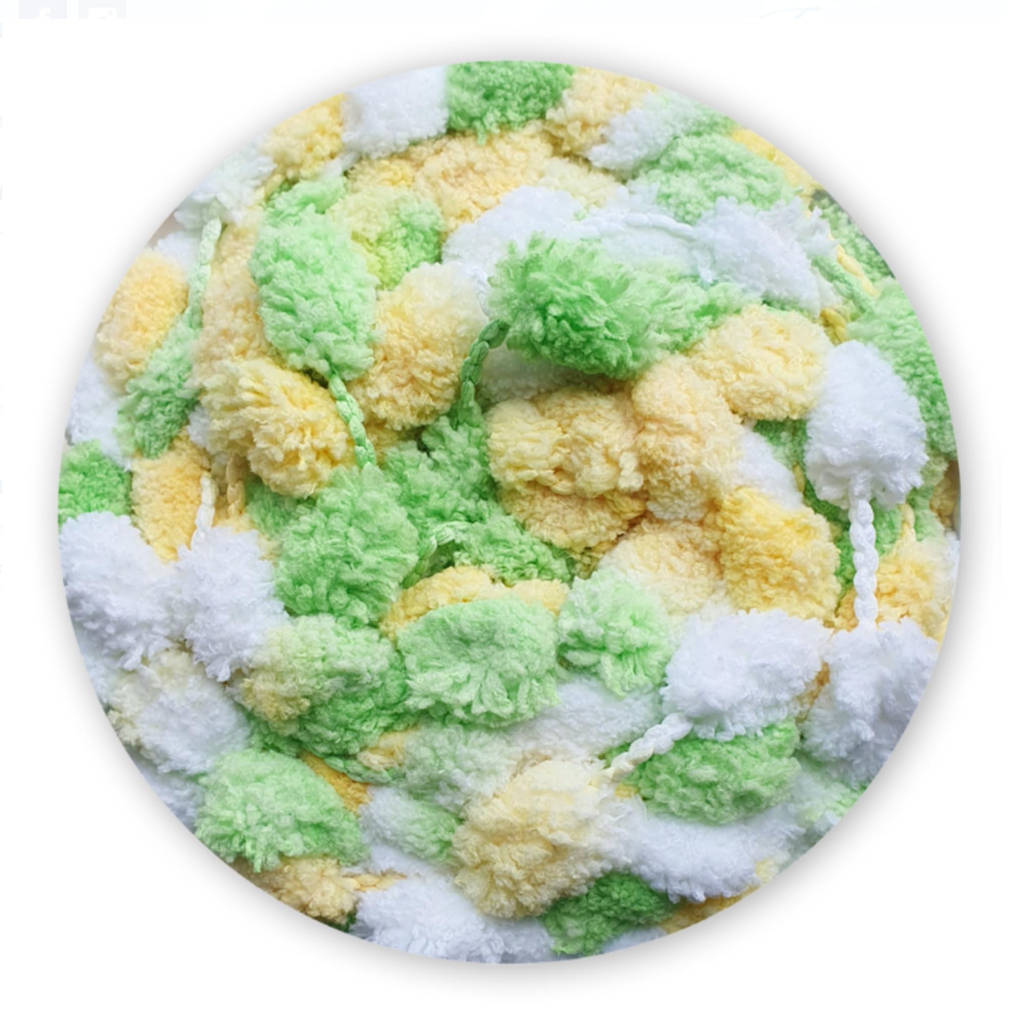 James C Brett Super Chunky Pom Pom Yarn – 200g Ball, 34m – 100% Supersoft Polyester – Fun Textured Yarn for Blankets (MK01 - Lime Delight)