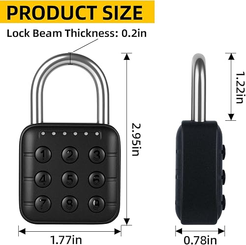 Miniatura 2 de Candado de combinación cerradura de combinación con código de 6 dígitos, candado digital con entrada sin llave, cerradura de aleación de zinc