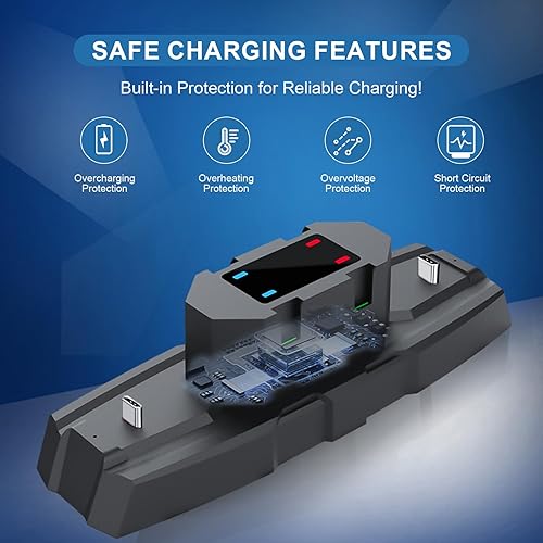 Vista 6 de Estación de carga para controlador de interruptor para Nintendo Switch y OLED, base de carga profesional para JoyCon/Pro/controlador PS5/Xbox