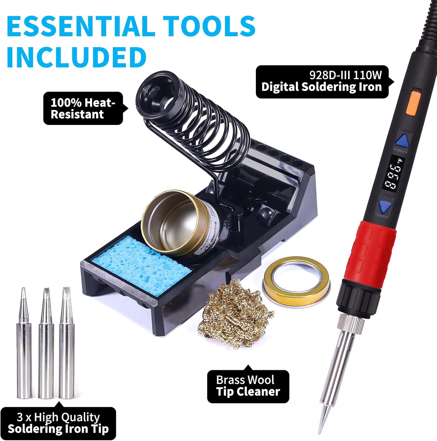 YIHUA 939D+ Professional Soldering Station (Green) bundle with YIHUA 928D-III High Power Soldering Iron as Secondary/Backup with Iron Holder, Soldering Cleaning Kit, and Accessories (17 Items)