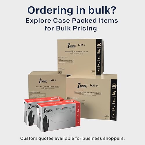 Miniatura 4 de 1st Choice Guantes negros desechables sin látex, guantes de nitrilo XXL, guantes negros para cocinar, 5 mil, caja de 100