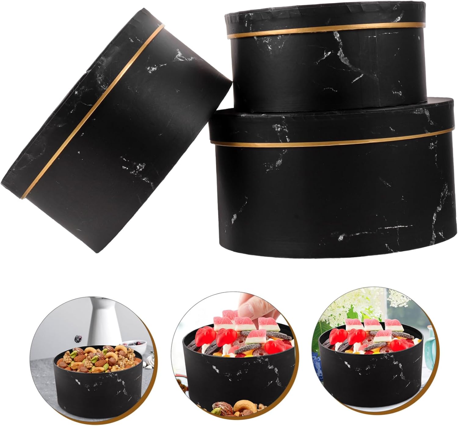 MOLUCKFU 3pcs Marble Patterned Candy Storage Boxes Wrapping Cases for Treats Lightweight Design for Parties and Special Occasions