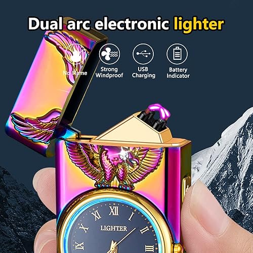 Miniatura 2 de GADATOP Encendedor de águila, encendedor de plasma, encendedor de arco eléctrico, encendedor USB multifuncional, encendedor resistente al viento,