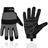 SAWANS Safety Work Gloves Gardening Working Gloves Mens Women Mechanic Construction Utility Flexible Padded Palm Protection Touch Screen Breathable Builder Multi-Functional L, BlackGrey