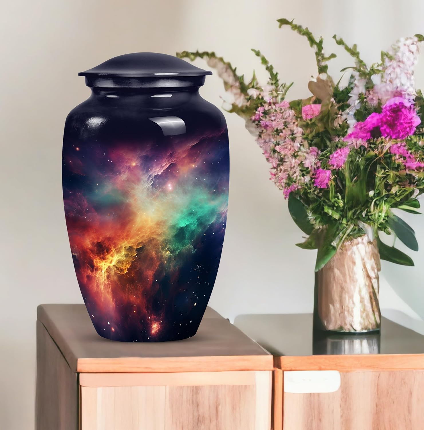 Galaxy Urn for Human Ashes - Blue Urn - Eternal Love Cremation Box - Unique Urn for Adult Ashes - Decorative and Durable - 10 Inch, 1 Pc Memorial Gifts for Adult Cremains Box