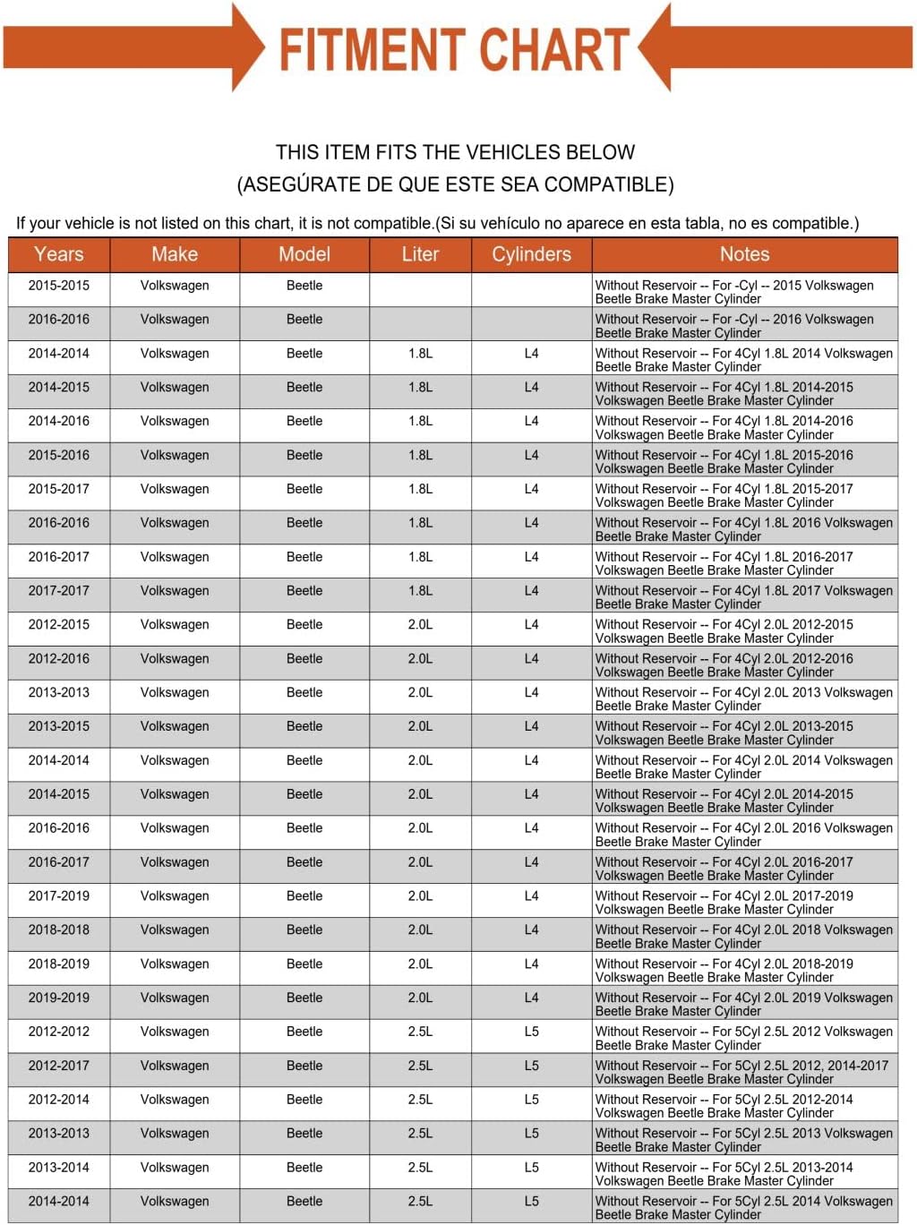 Replacement Brake Master Cylinder for VW Volkswagen Jetta 04-18