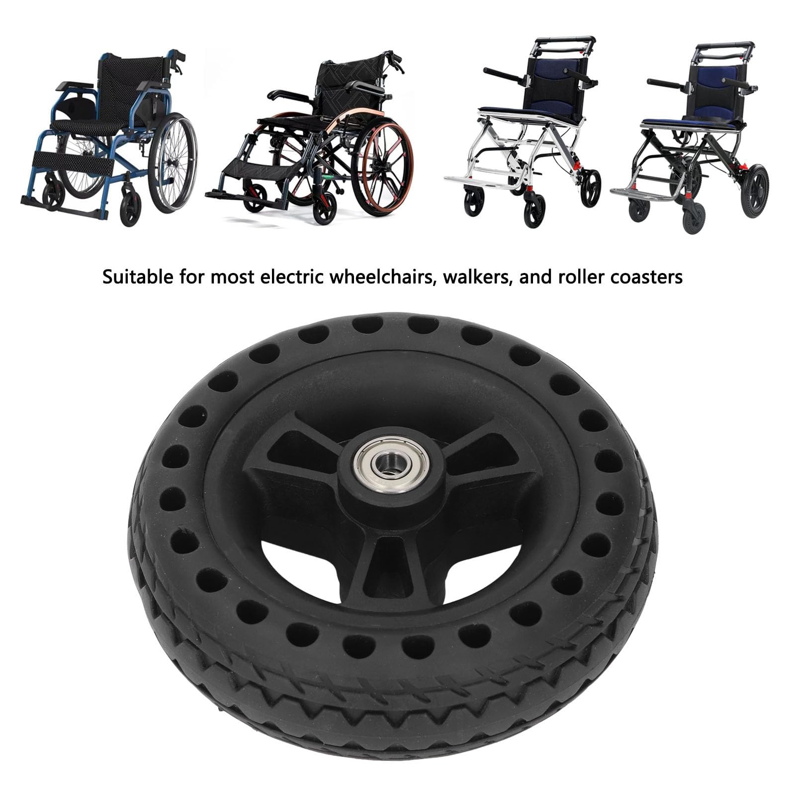 6 Inch Wheel TPE Rubber Solid Tire Non Slip 75KG Load Bearing Hand Cart Replacement Wheel