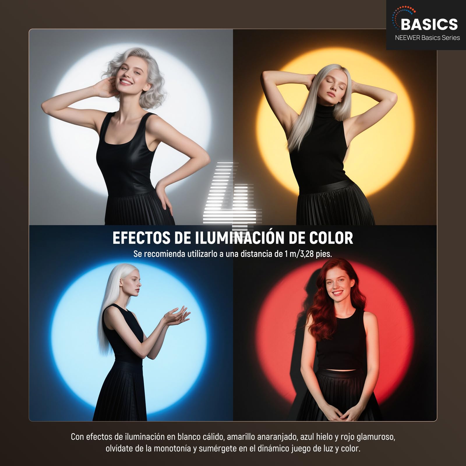 NEEWER Linterna Fotográfica Basics FL10 RGB con Trípode de Escritorio | 20 Filtros Gobo,7500MAh,10W,6300K,CRI95+,Foco LED Portátil Luz Ambiental Atardecer,Iluminación para Estudio Grabación Vídeo
