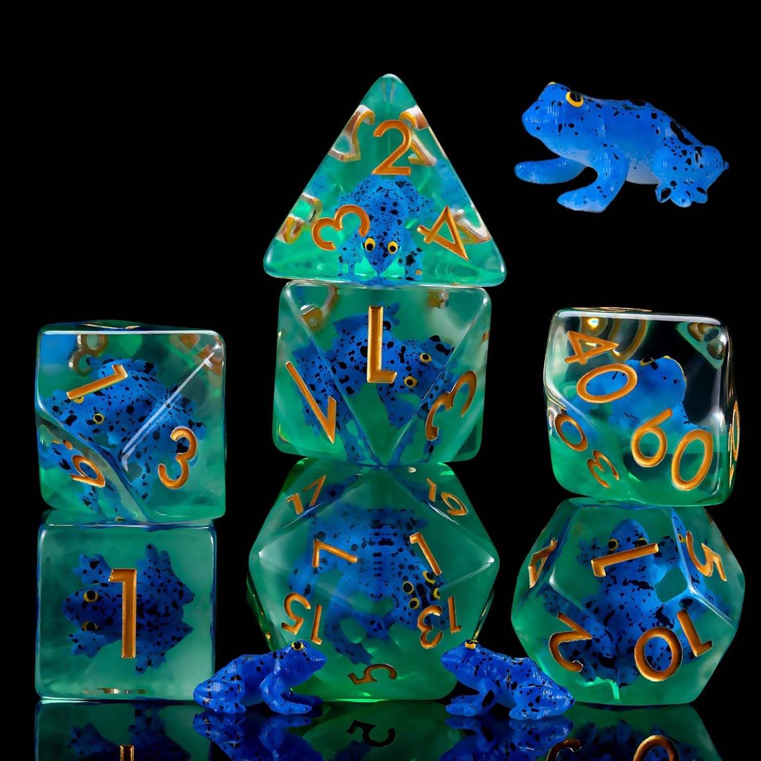 DND Resin Frog Dice Set, Polyhedral D&D Dice Animal Inclusion Dice D and D for Dungeons and Dragons MTG RPG Board Games