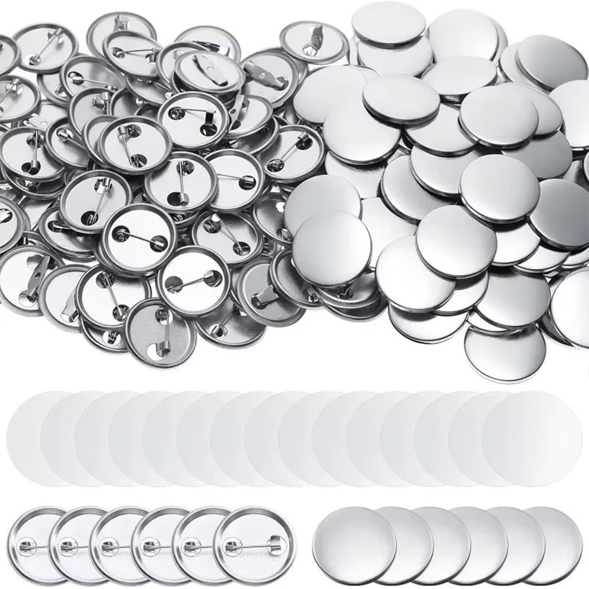 Kit de 100 boutons pour badges transparents de 75 mm pour loisirs créatifs